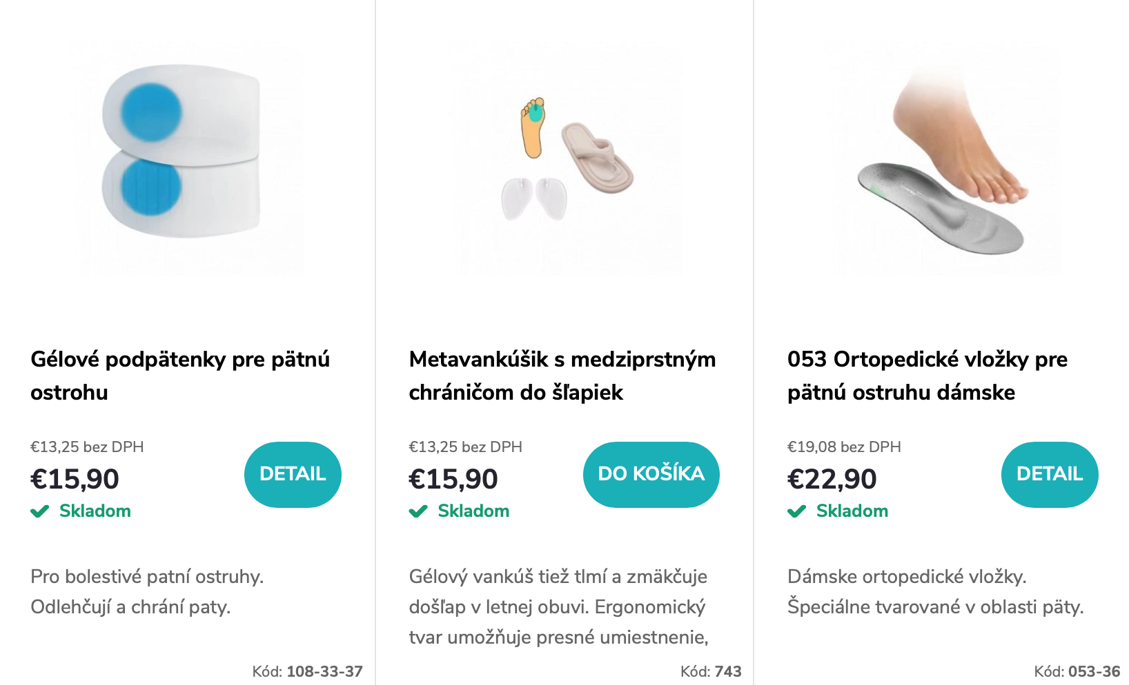 Pätová ostroha - produkty